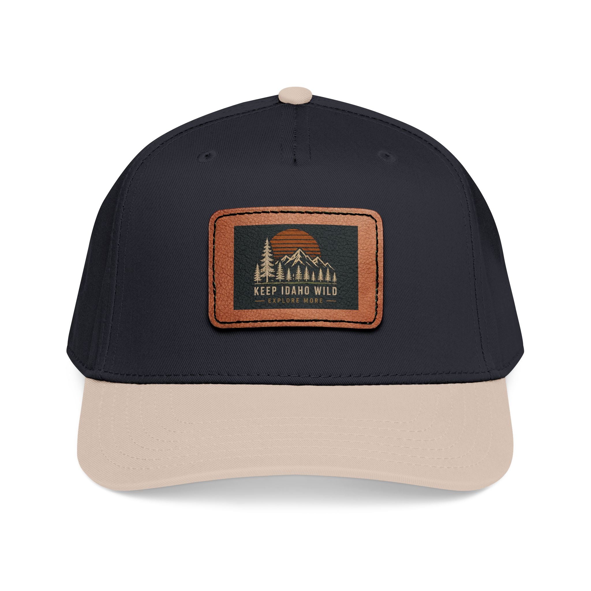 Mid Profile Baseball Cap with Leather Patch (Rectangle)