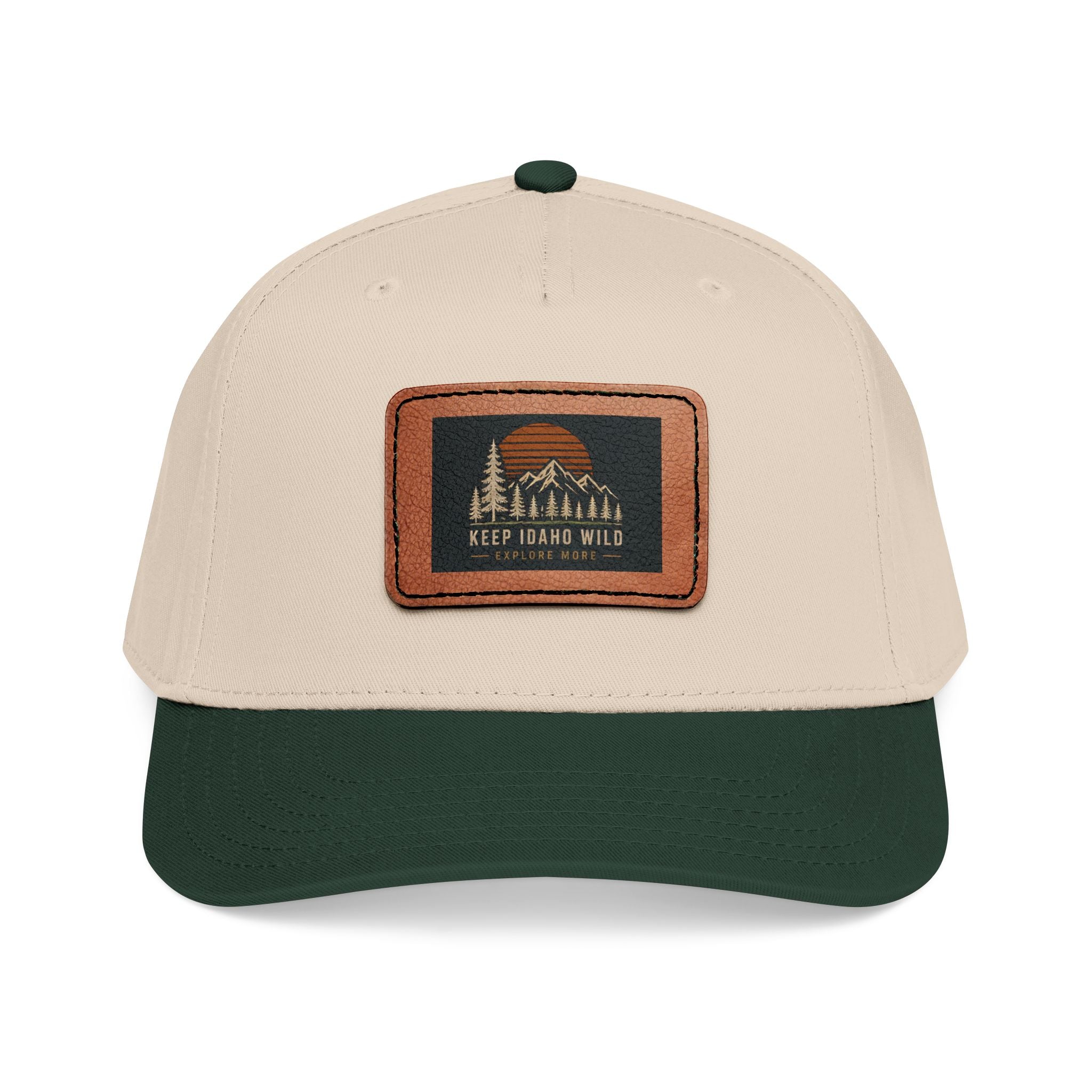 Mid Profile Baseball Cap with Leather Patch (Rectangle)