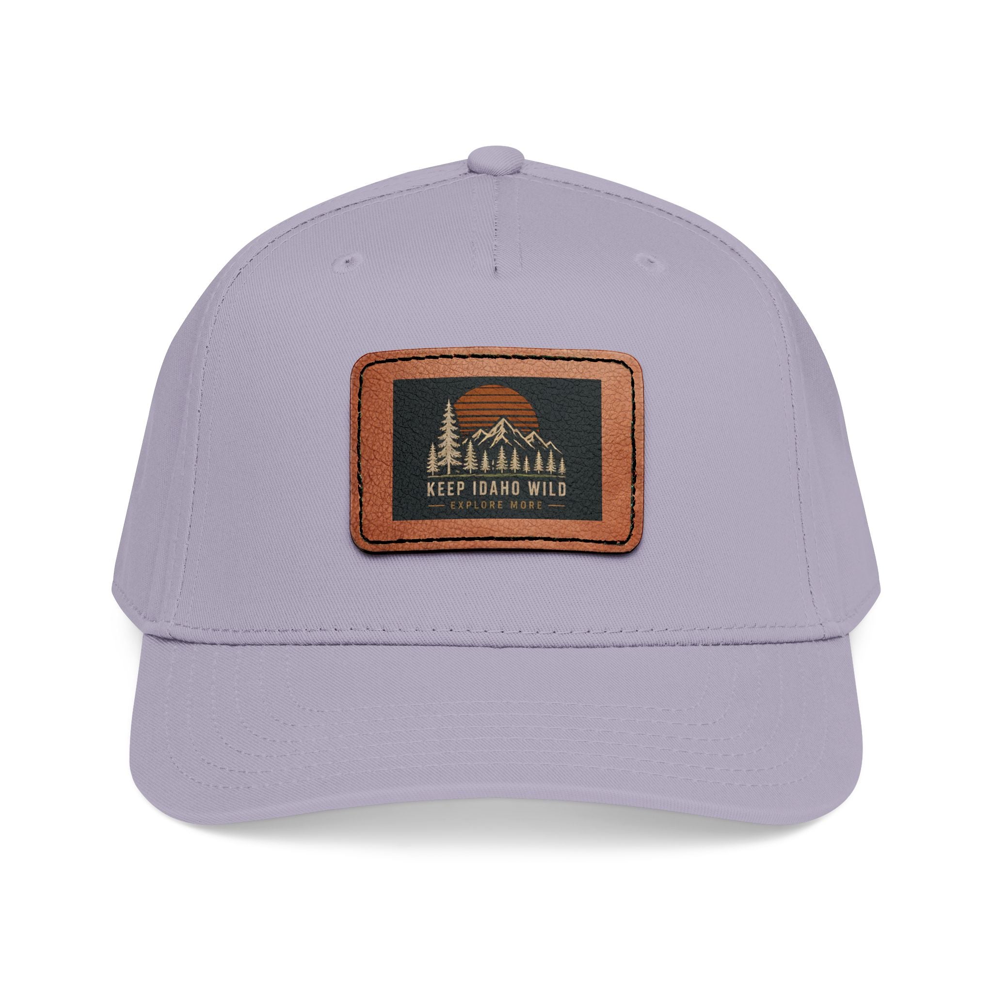 Mid Profile Baseball Cap with Leather Patch (Rectangle)