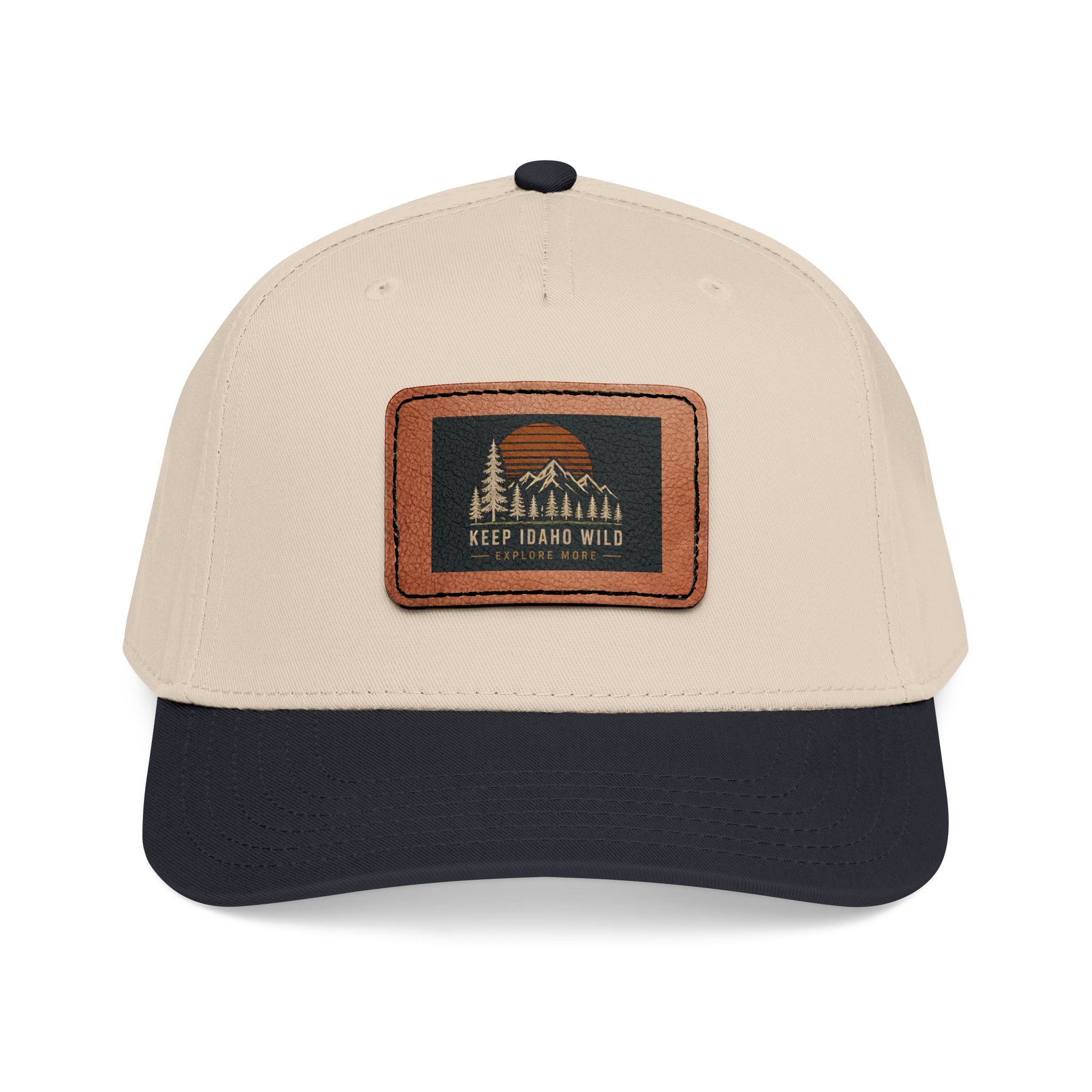 Mid Profile Baseball Cap with Leather Patch (Rectangle)