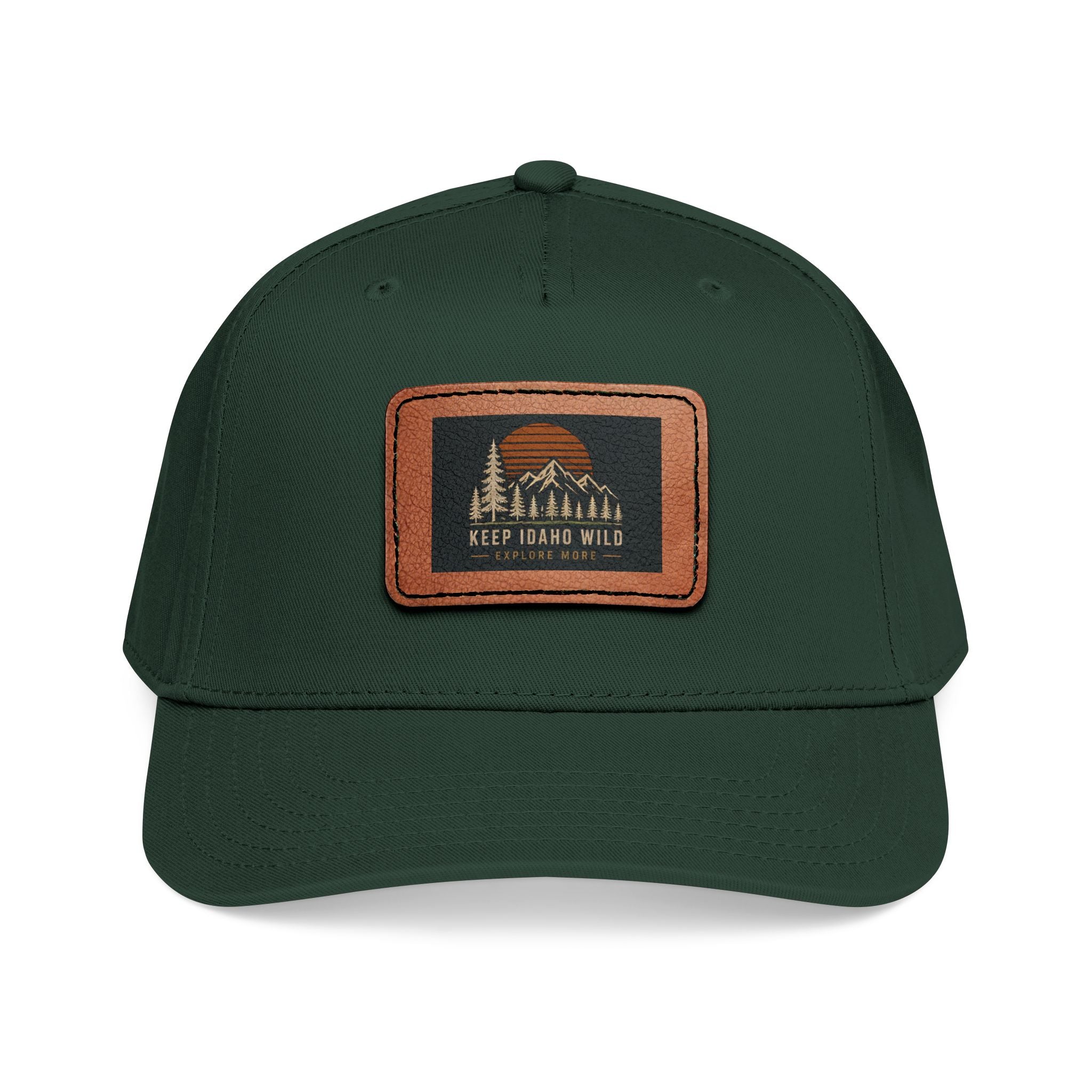 Mid Profile Baseball Cap with Leather Patch (Rectangle)