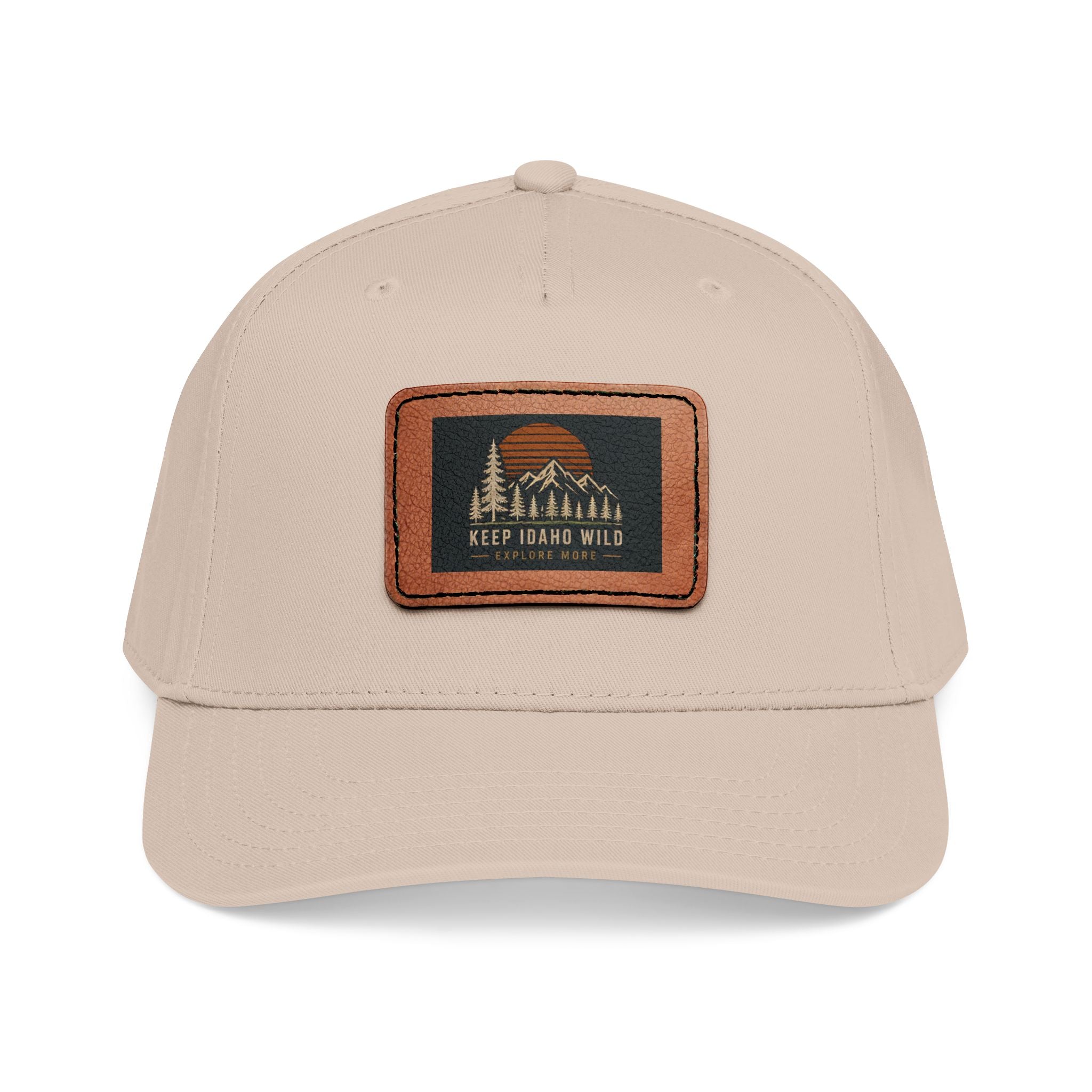 Mid Profile Baseball Cap with Leather Patch (Rectangle)