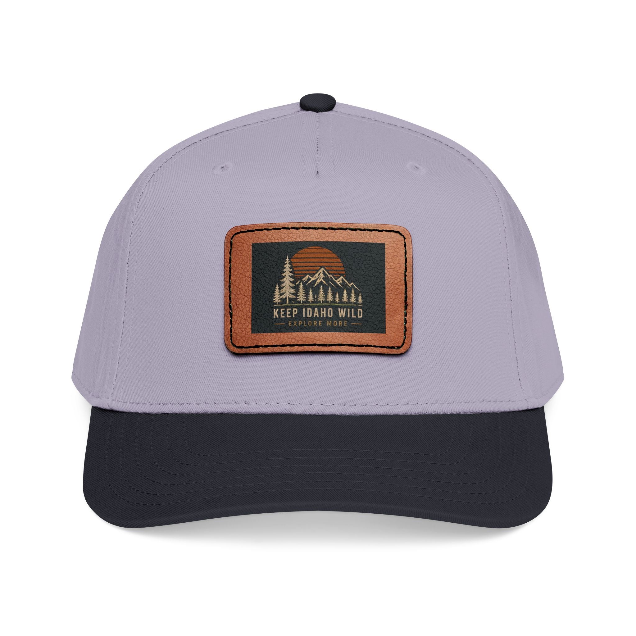 Mid Profile Baseball Cap with Leather Patch (Rectangle)
