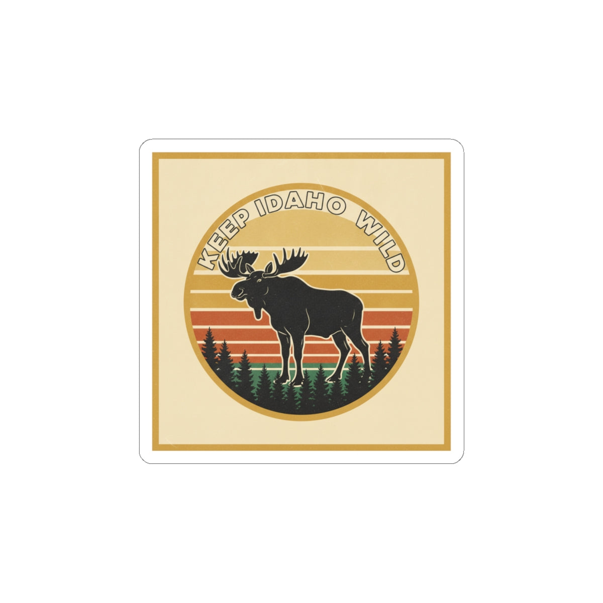 Keep Idaho Wild — Retro Moose Sunset Sticker