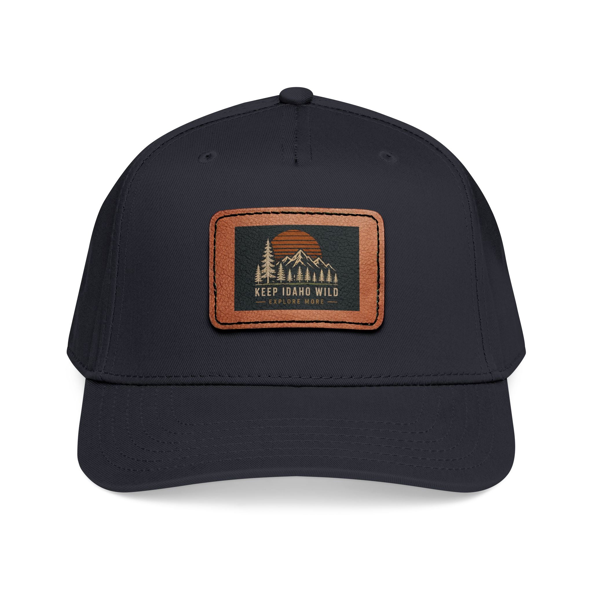 Mid Profile Baseball Cap with Leather Patch (Rectangle)